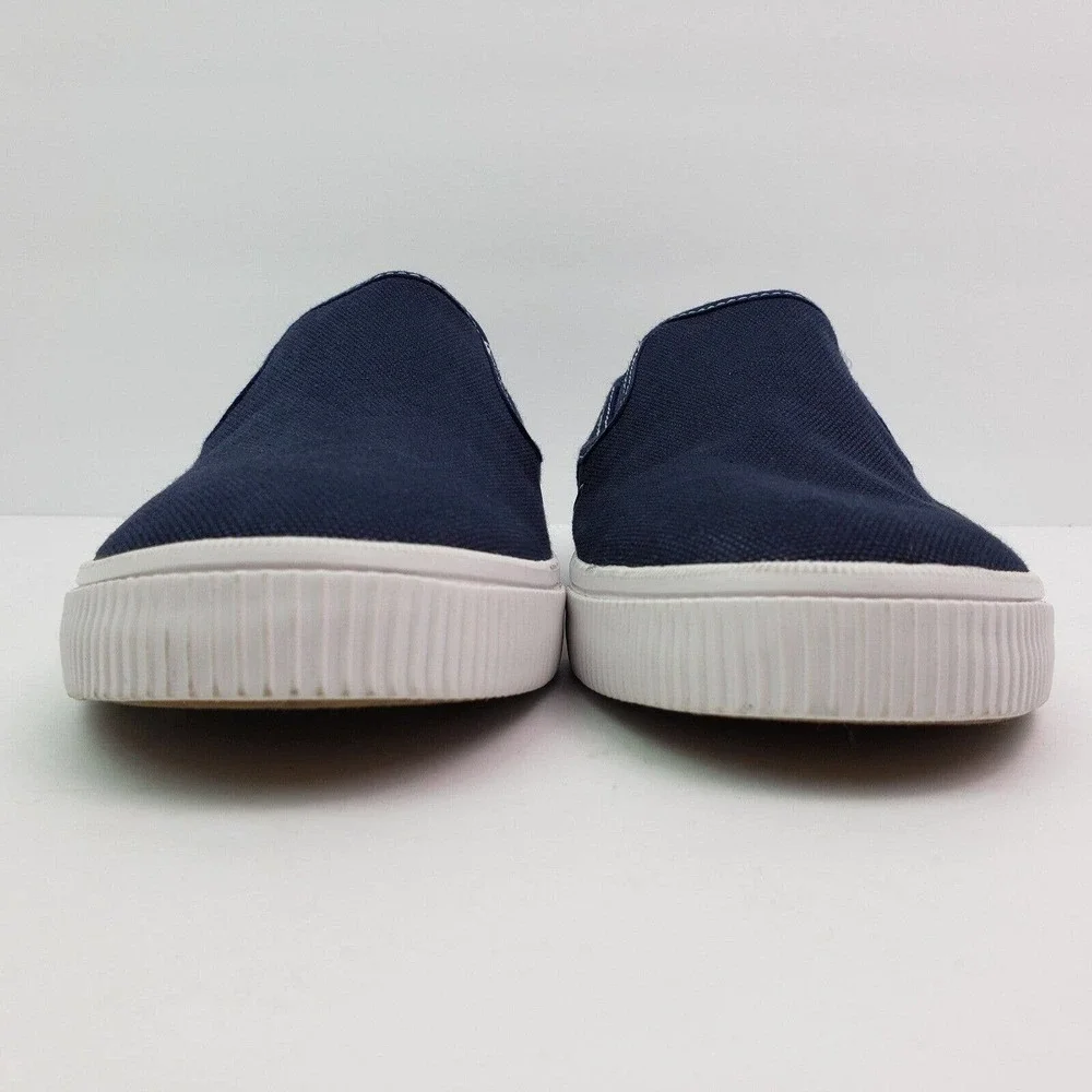 Toms Baja Classic Mens Size 9 Navy Blue Canvas Slip On Casual Loafer Shoes